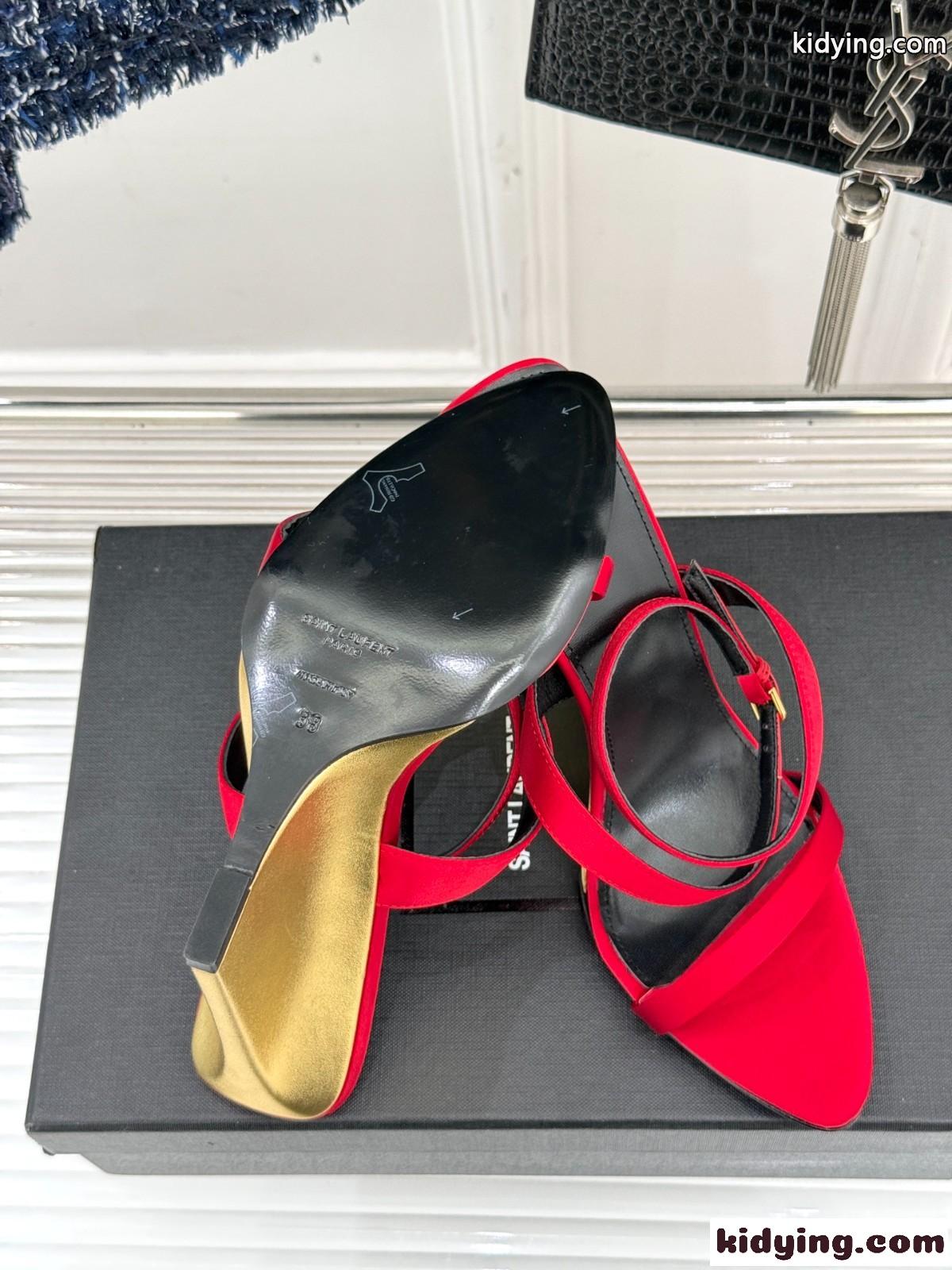 注目アイテム YSL サロメ ウェッジサンダル イヴ・サンローラン コピー レッド-2