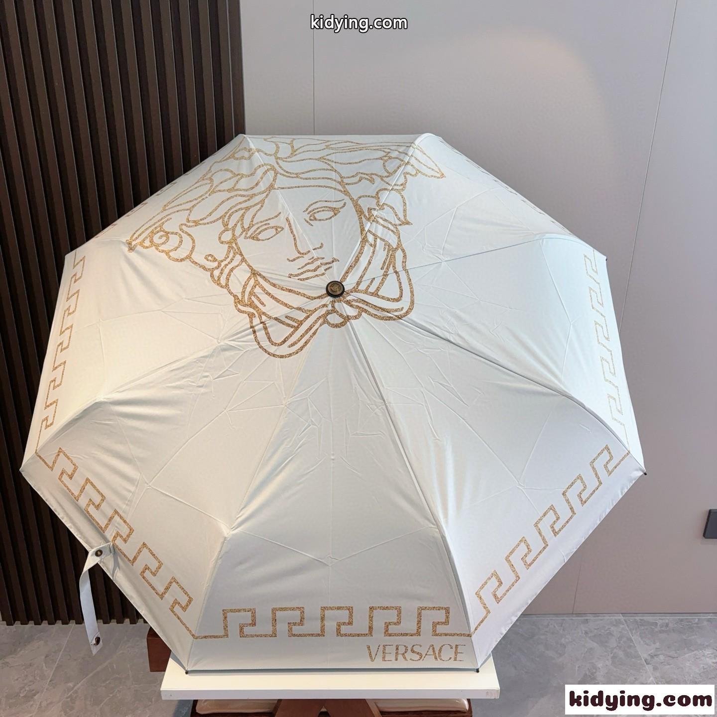 ヴェルサーチェ 傘 偽物 ワンタッチ お洒落 プリント 晴雨兼用 折りたたみ傘-4