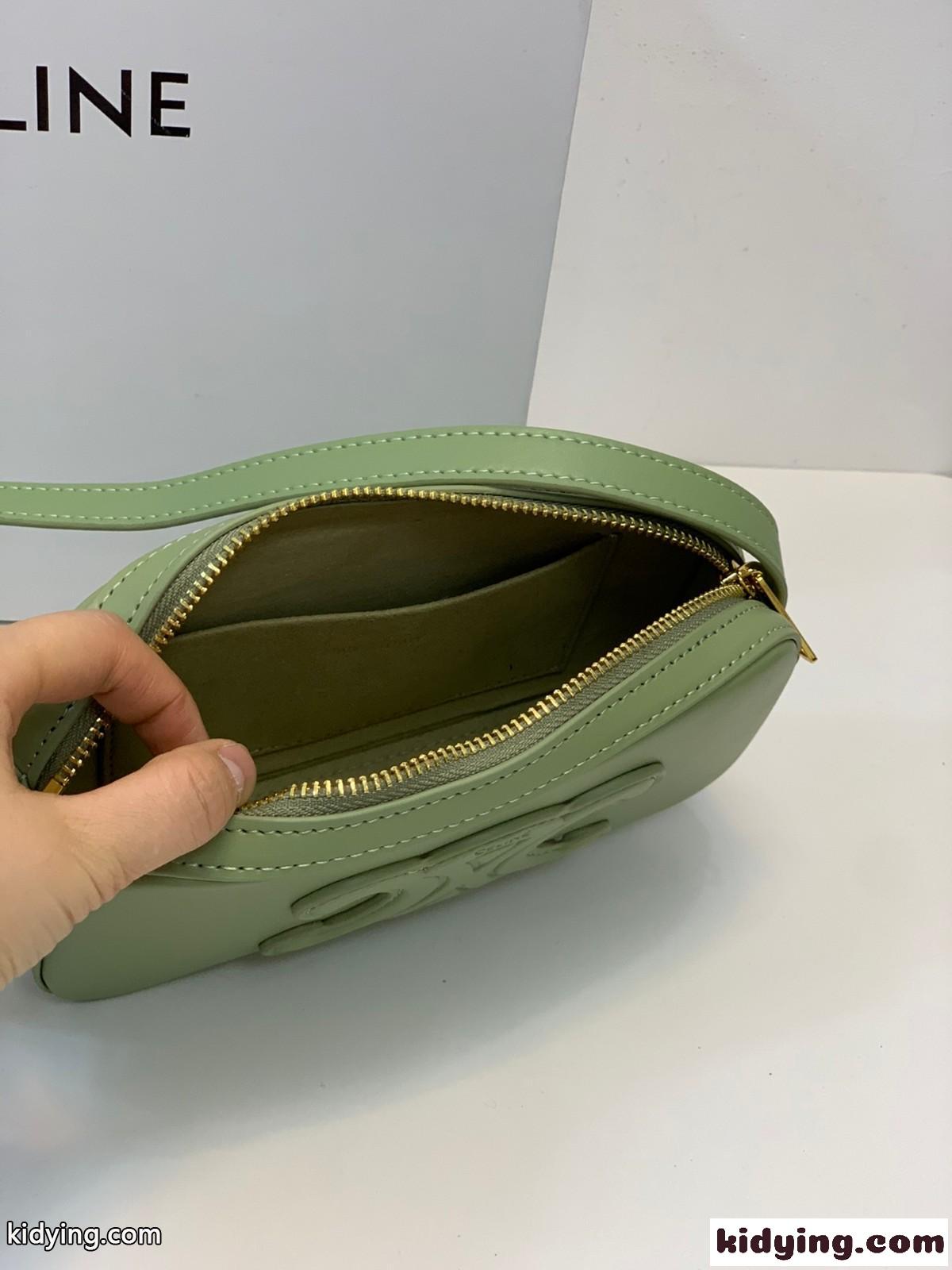 爽やか レディース レザー ショルダーバッグ レトロ 上品 セリーヌ バッグ 人気 コピー 可愛い グリーン-3