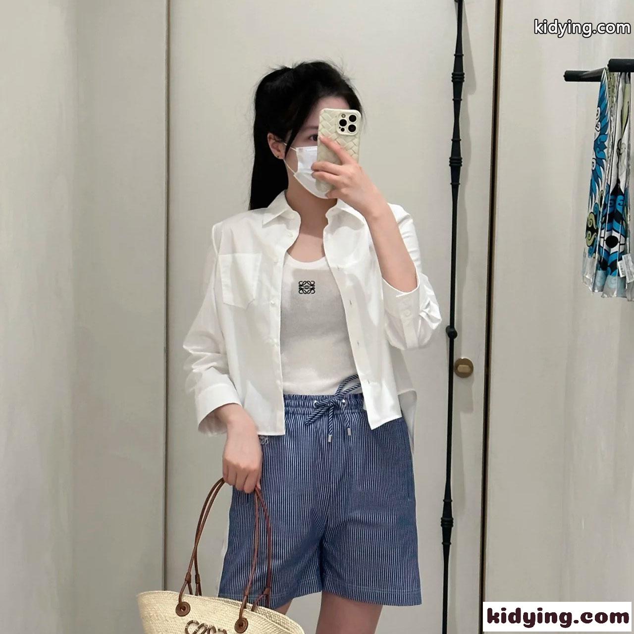 LOEWE 春夏 新作 アナグラム トラピーズ シャツ ロエベ シャツ コピー レディース トップス ホワイト-4