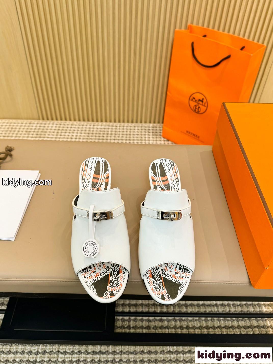 大人 上品 KELLYバックル ミュール エルメス サンダル スーパーコピー レディース ホワイト-2