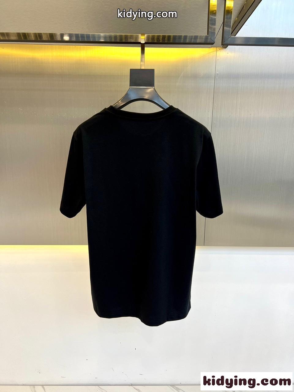 上品 カジュアル コットン 半袖Tシャツ エルメス Tシャツ 偽物 クルーネック ブラック-3