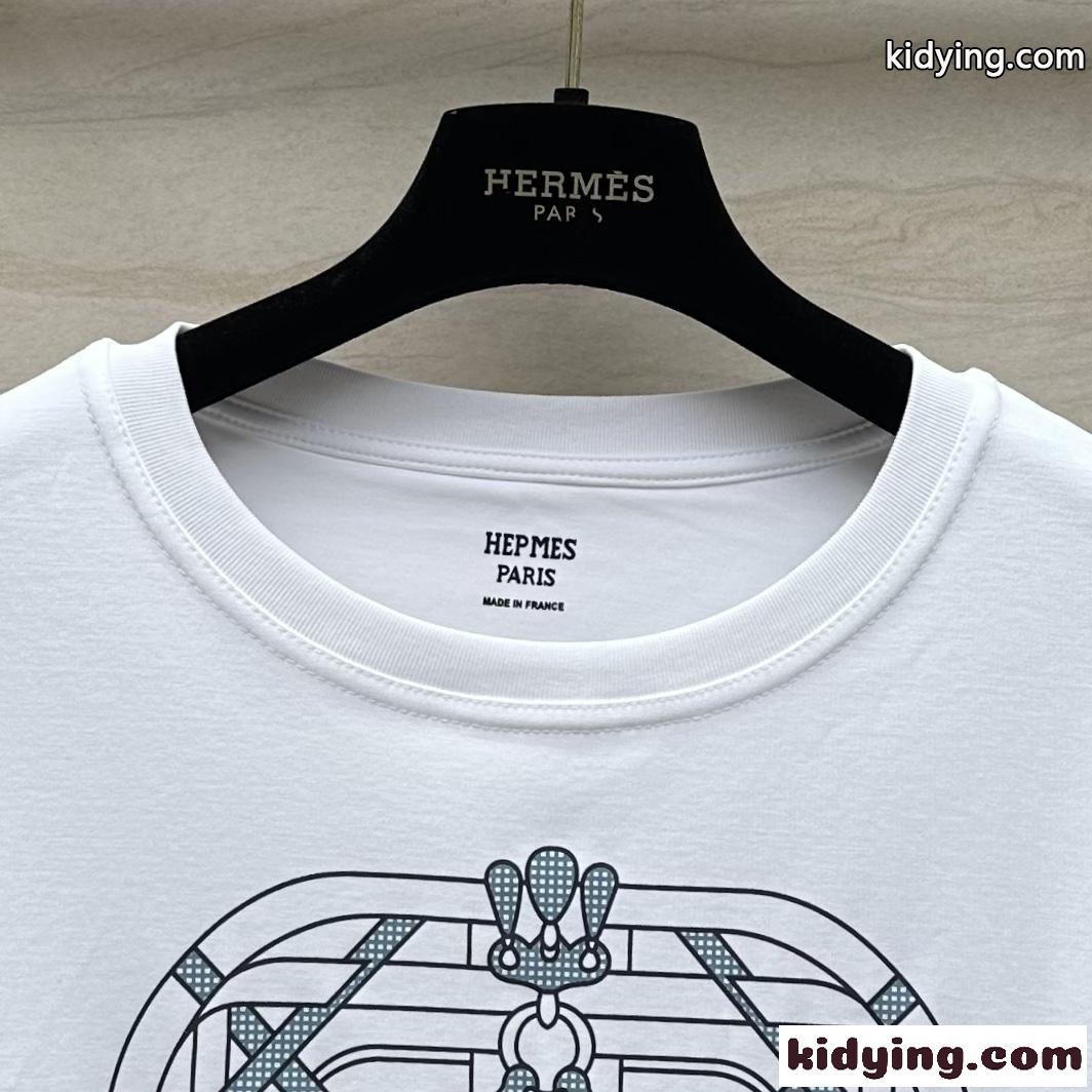 大人気 使い勝手の良い 半袖Tシャツ エルメス Tシャツ コピー ホワイト-1