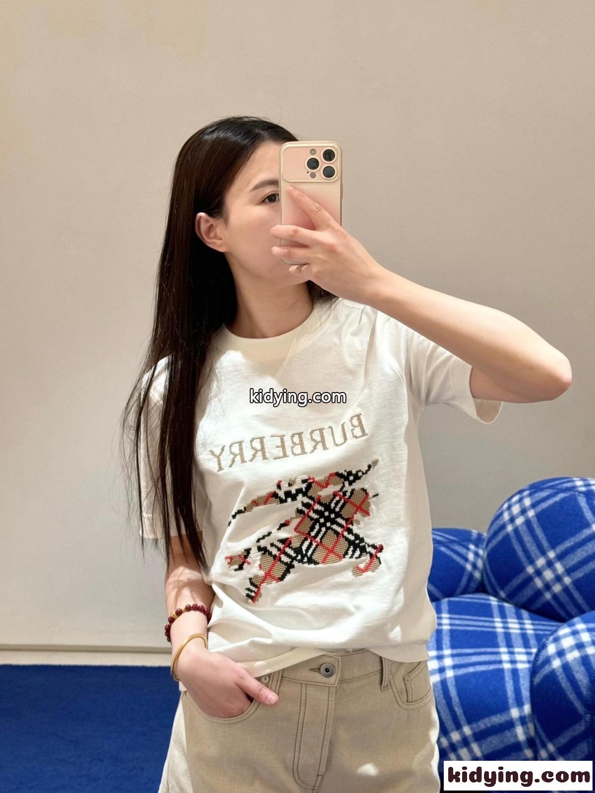 バーバリー クロスステッチ EKD​ コットンTシャツ スーパーコピー ホワイト-4