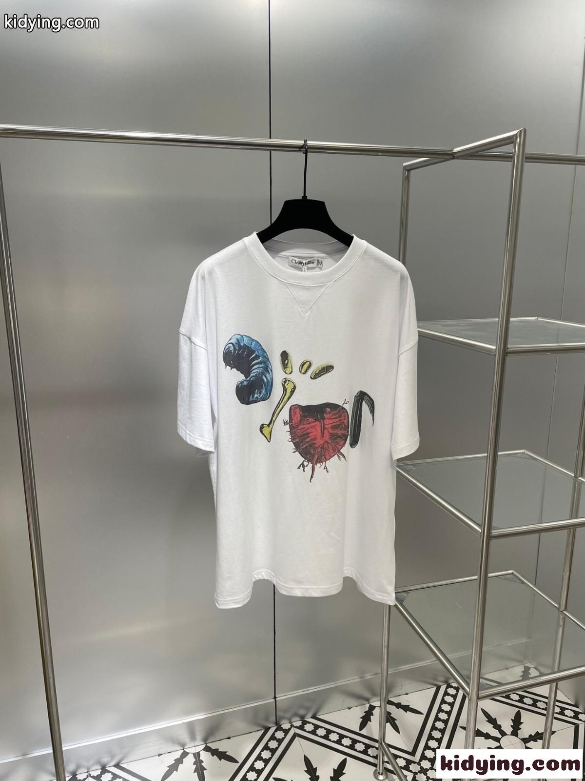 流行り ビッグシルエット 体型カバー プリント クリスチャン・ディオール Tシャツ コピー 半袖 トップス-2