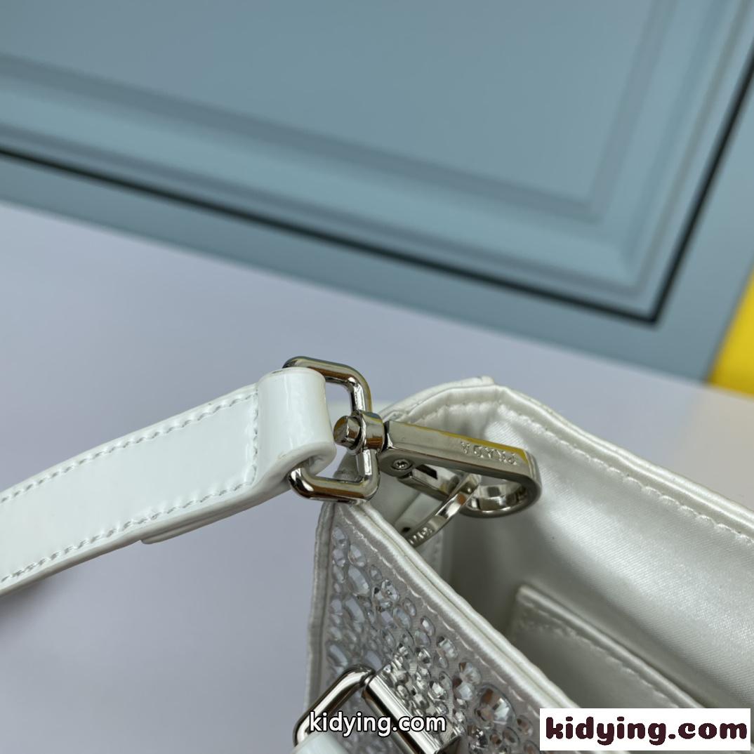 注目される 可愛い おしゃれ トートバッグ プラダ バッグ コピー 人気 レディース クリスタル 斜め掛け ホワイト-3