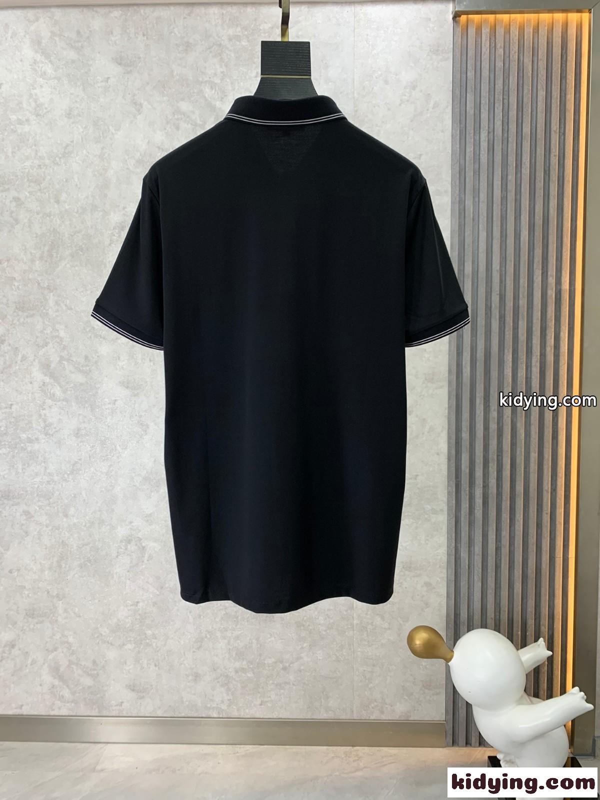 洗練された ビジネス 半袖 ポロシャツ エルメネジルド・ゼニア Tシャツ コピー ブラック-0