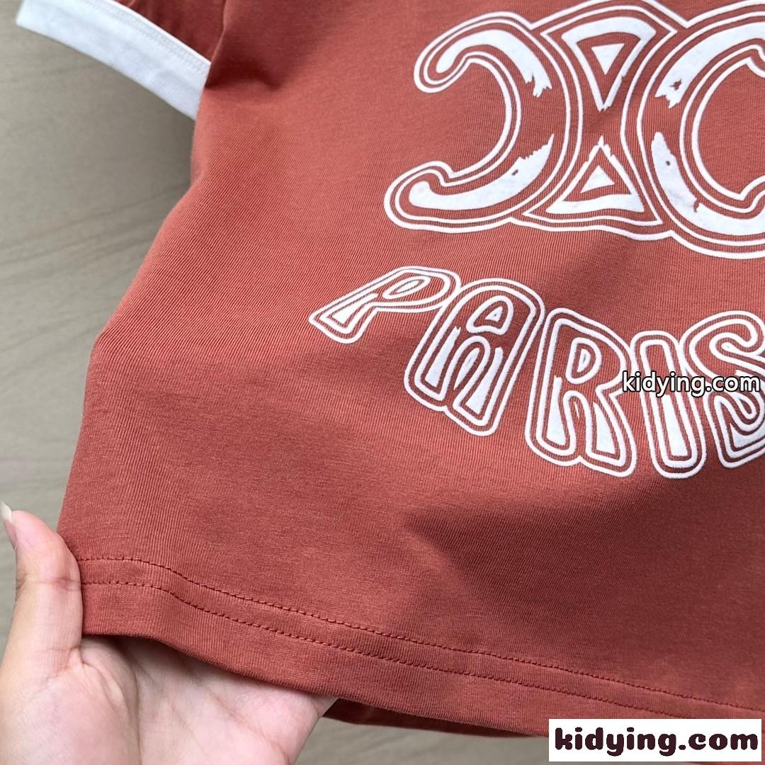 定番 人気 ロゴ クルーネック 半袖Tシャツ セリーヌ Tシャツ コピー レンガ-4