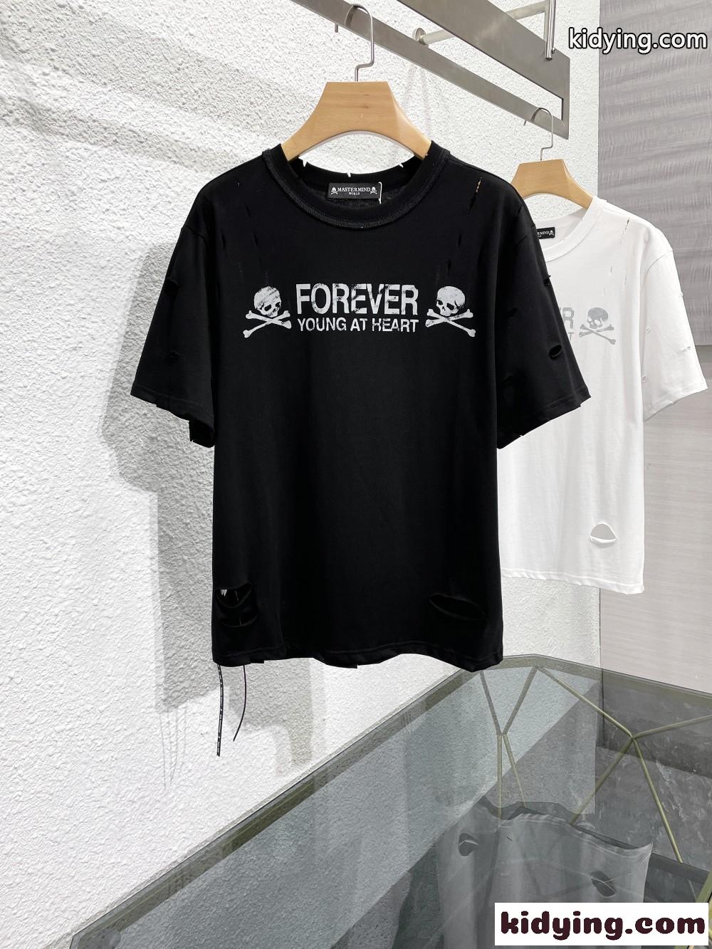 目を引く 個性的 ダメージ加工 プリント カジュアル マスターマインド・ジャパン 半袖Tシャツ コピー ファッション-2