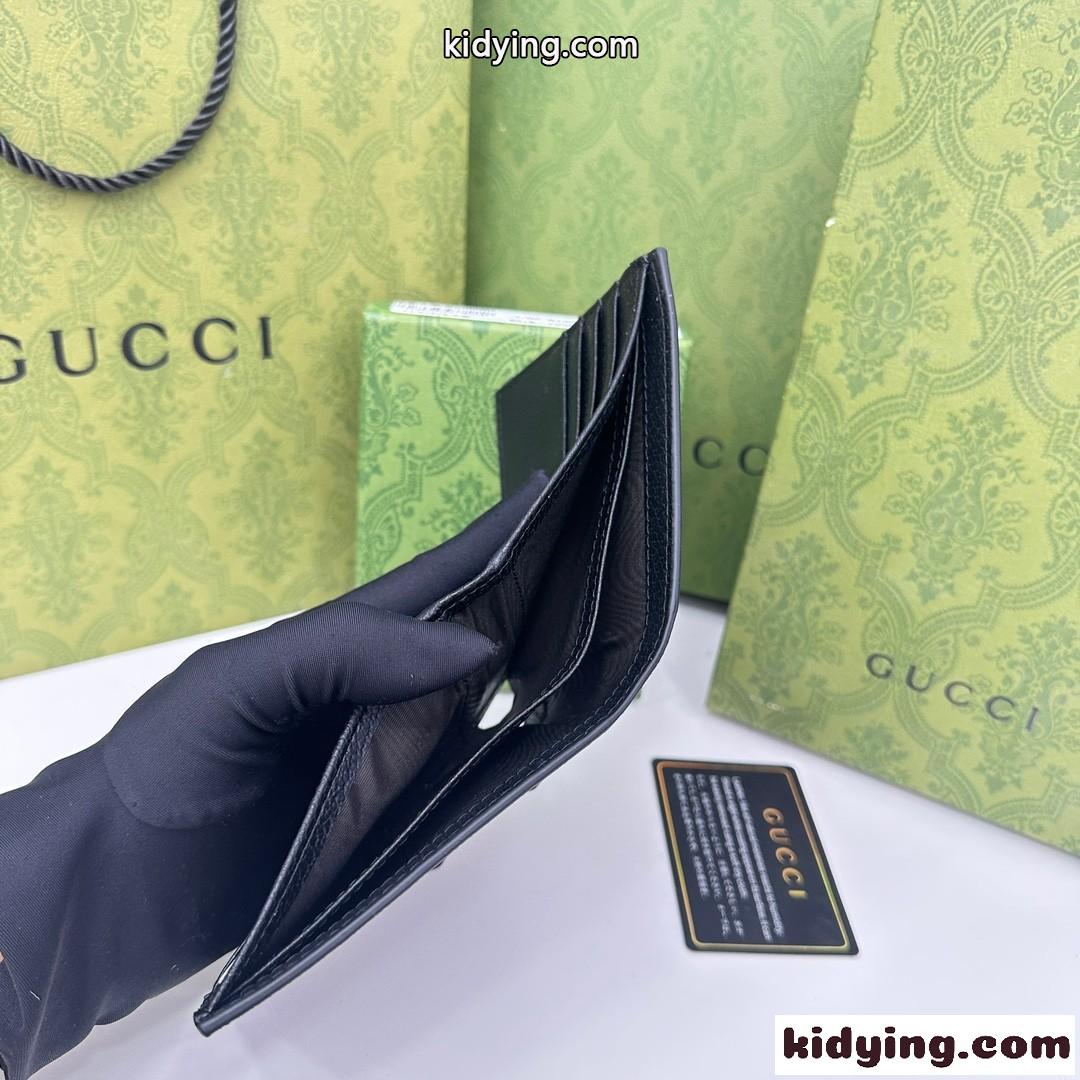 グッチ 財布 コピー カットアウト インターロッキングG 二つ折り財布 ウォレット ブラック-3