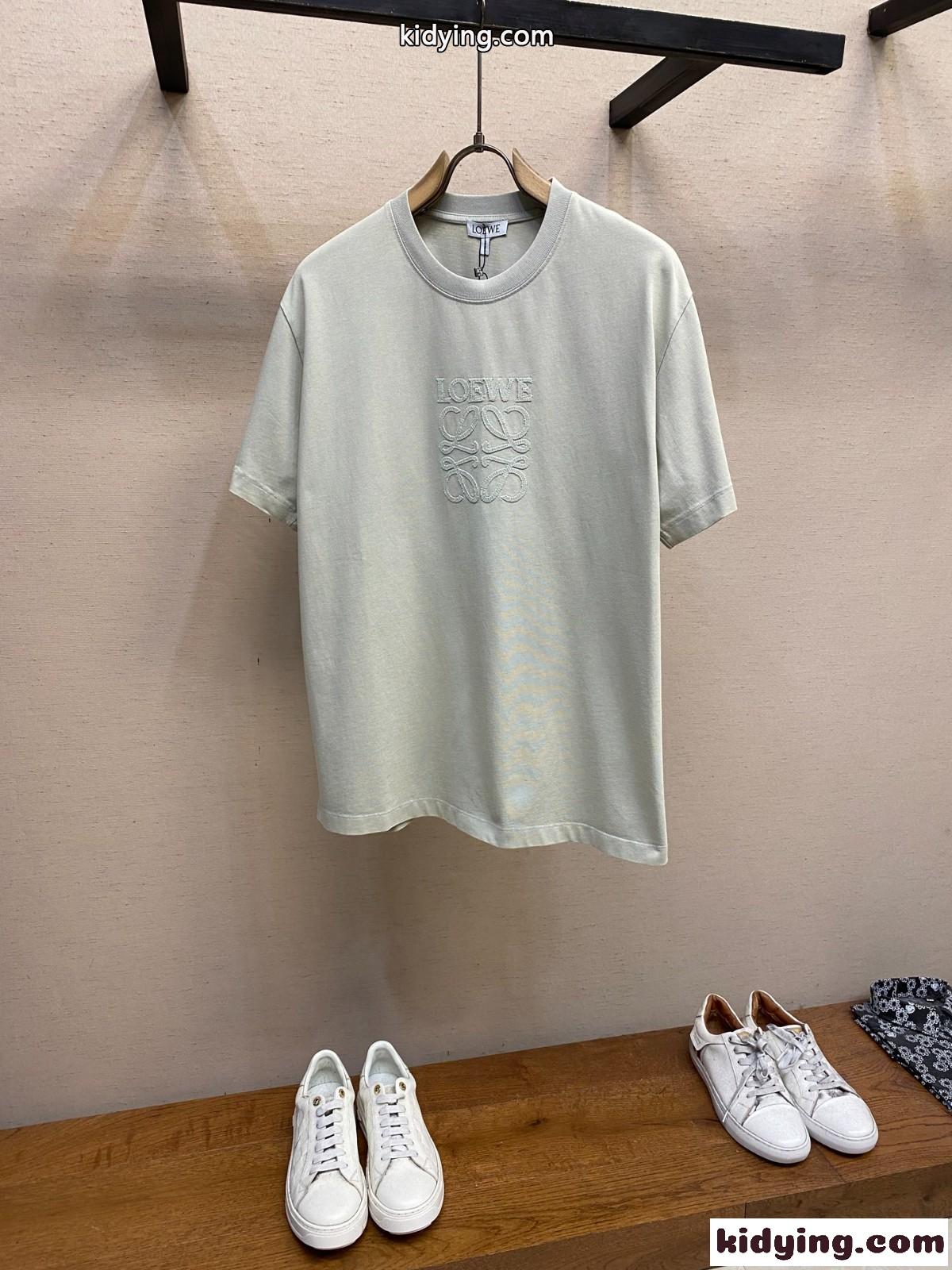 リラックスフィット コットンTシャツ ロエベ Tシャツ コピー 半袖トップス グレー-1