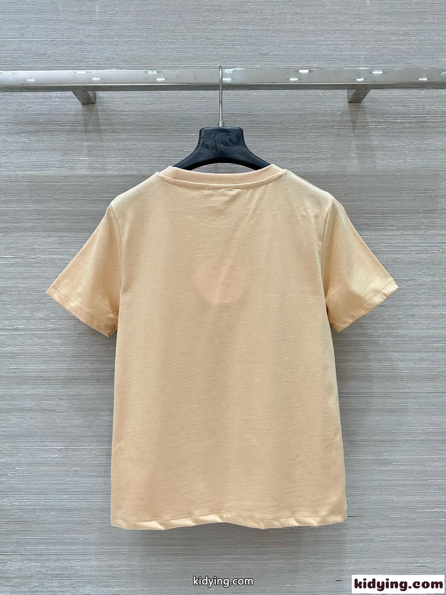 コットンジャージー ベビーフィット ロゴTシャツ クロエ Tシャツ スーパーコピー ベージュ-4