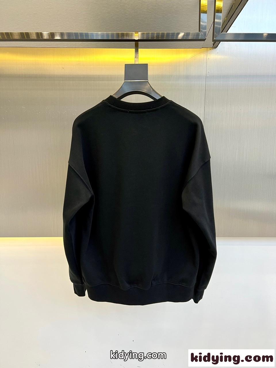 フェンディ Tシャツ コピー カジュアル ロゴ入り クルーネック スウェットシャツ ブラック-4