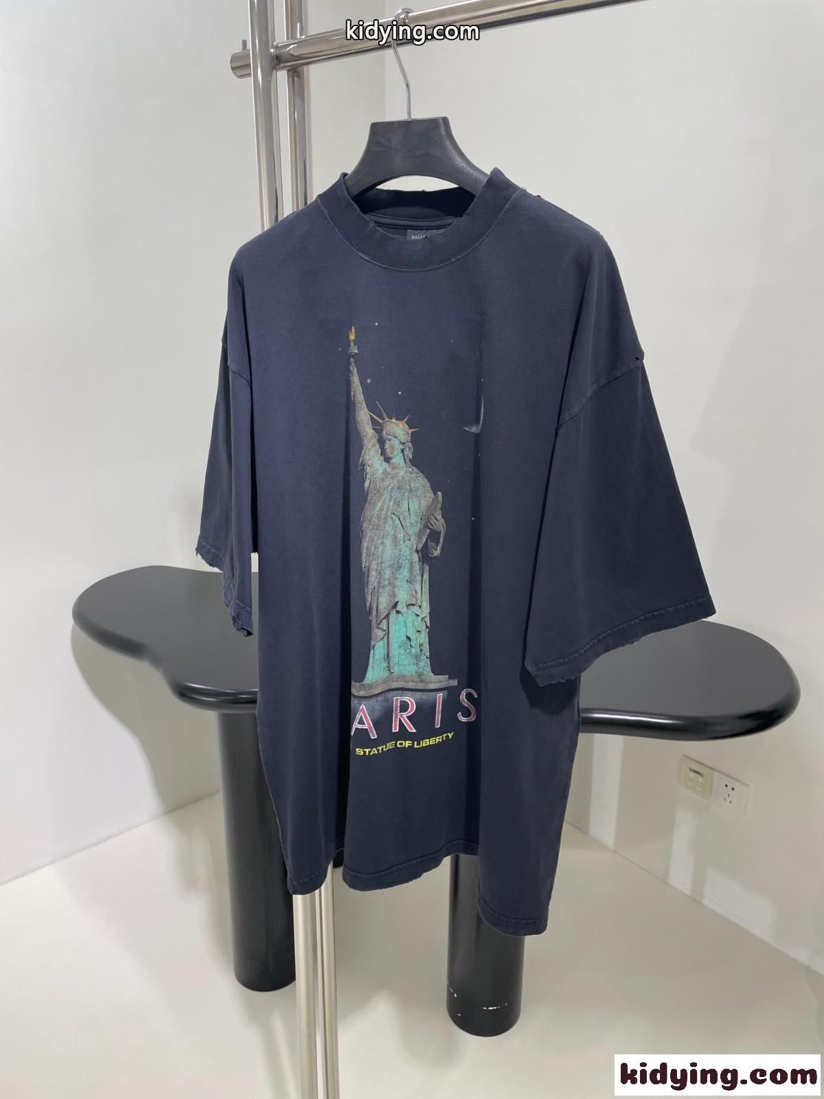 人気 カジュアル プリント 半袖Tシャツ バレンシアガ Tシャツ コピー ユニセックス グレー-0