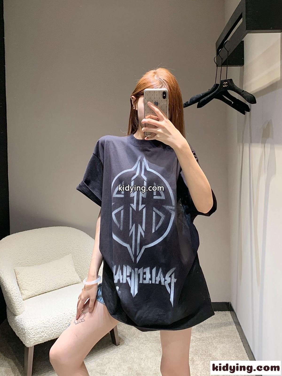 オーバーサイズ プリント半袖Tシャツ バレンシアガ Tシャツ コピー ユニセックス-4
