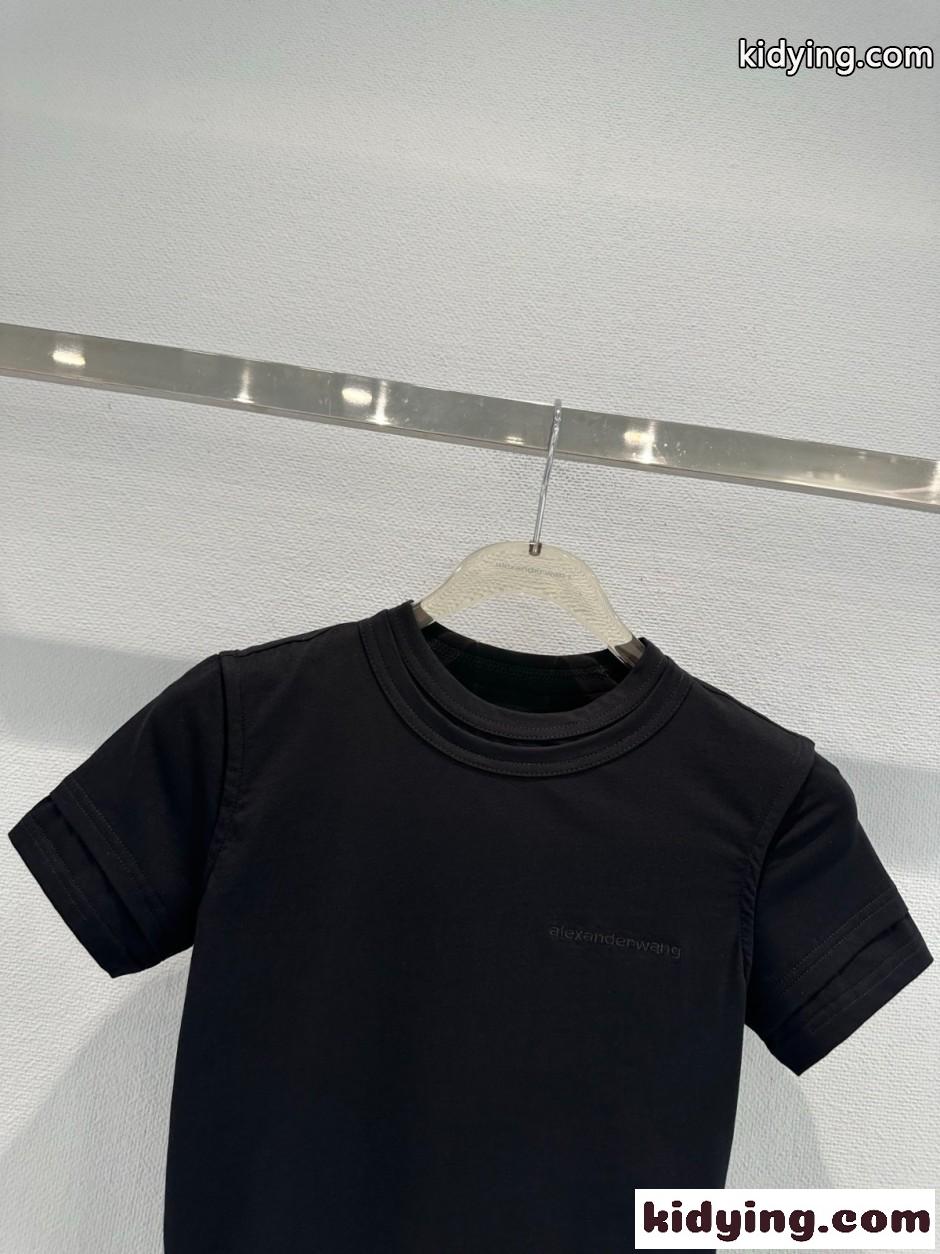 レイヤード風 半袖Tシャツ アレキサンダーワング Tシャツ コピー ブラック-0