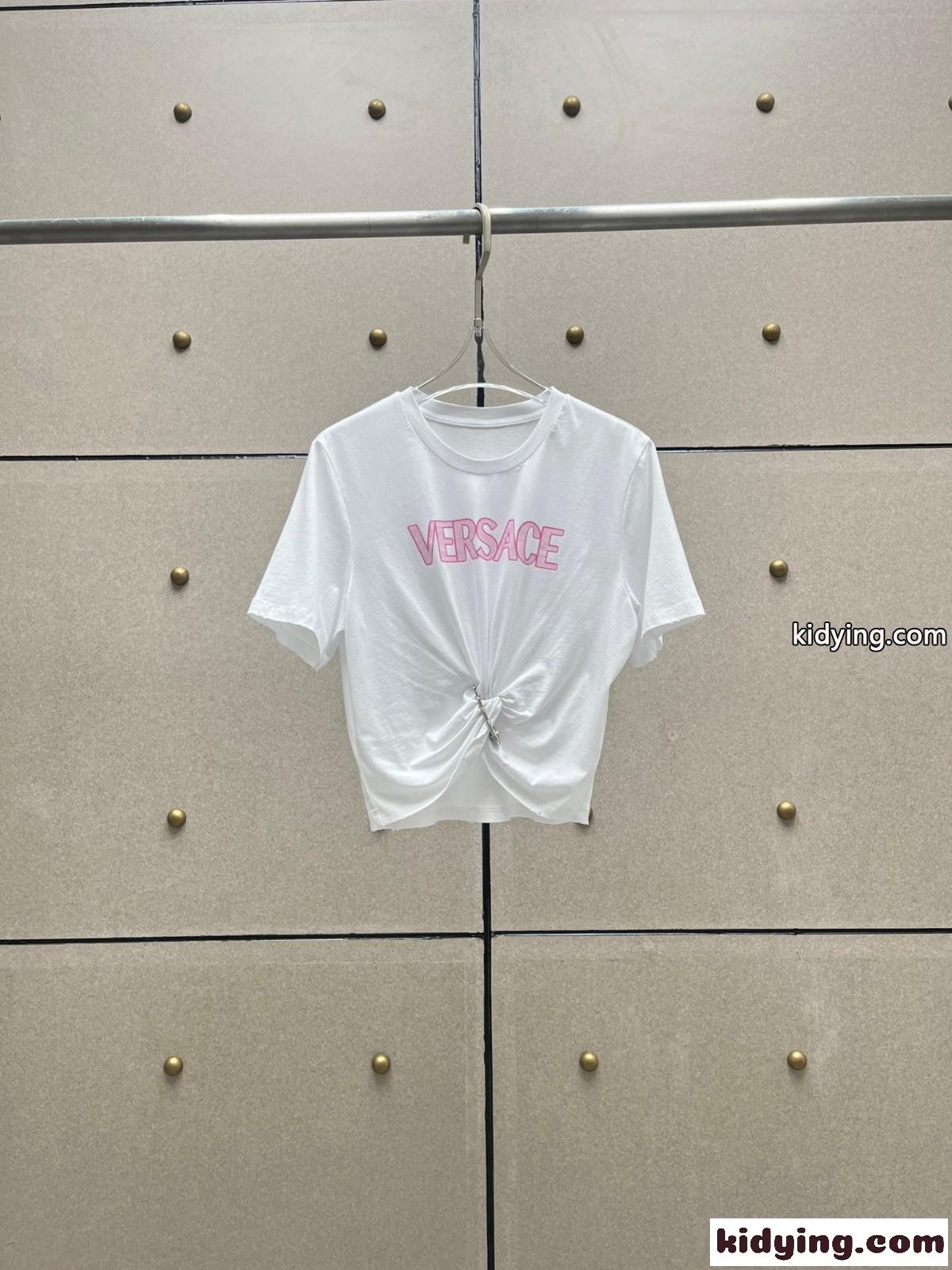 セーフティー ピン ロゴ ヴェルサーチェ Tシャツ コピー レディース 半袖 トップス ホワイト-0