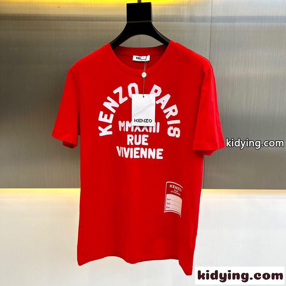 KENZO RUE VIVIENNE プリント クルーネック ケンゾー Tシャツ コピー レッド-0