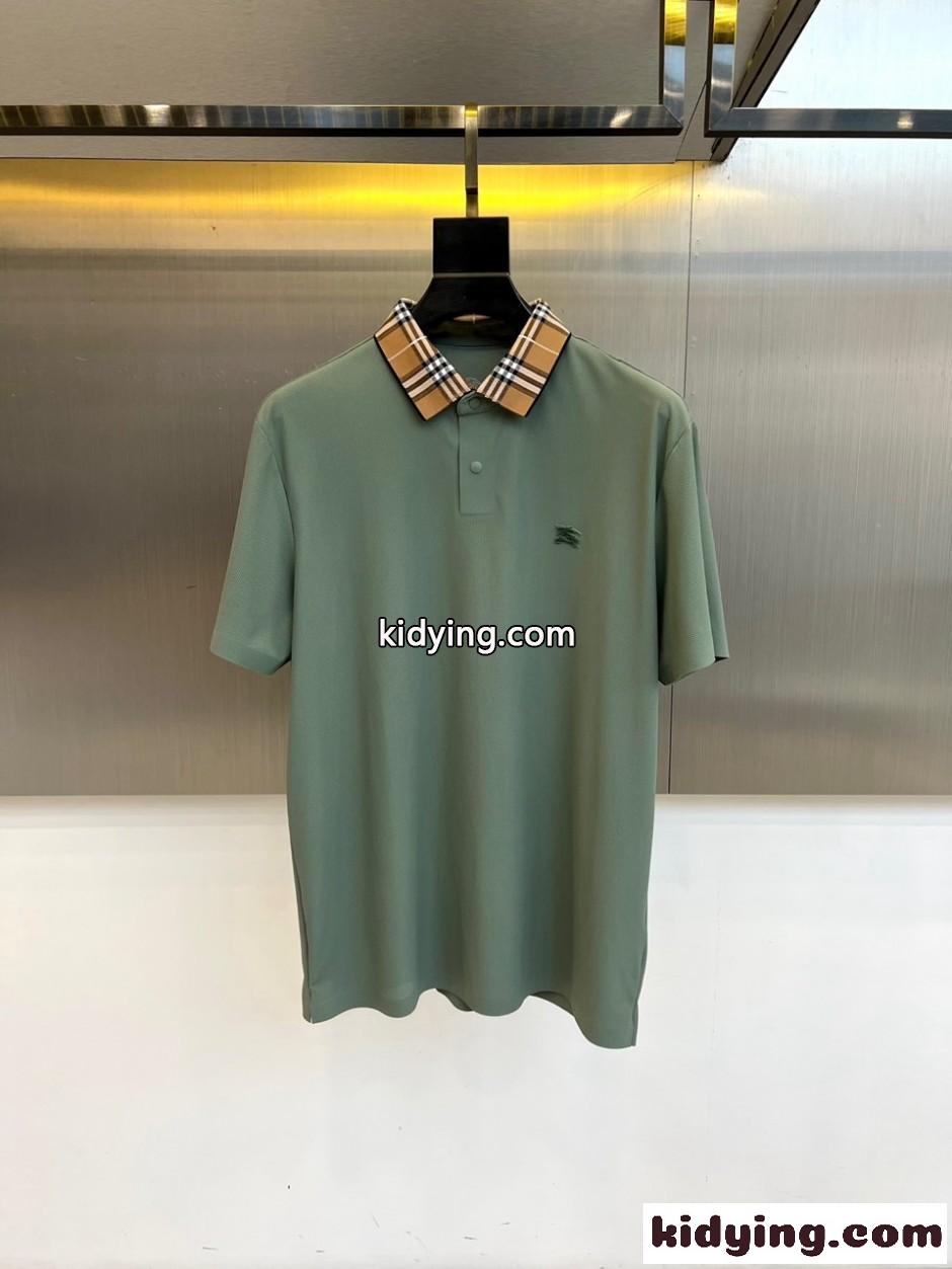 バーバリー Tシャツ 偽物 シンプル 上品 半袖 ポロシャツ グリーン-1