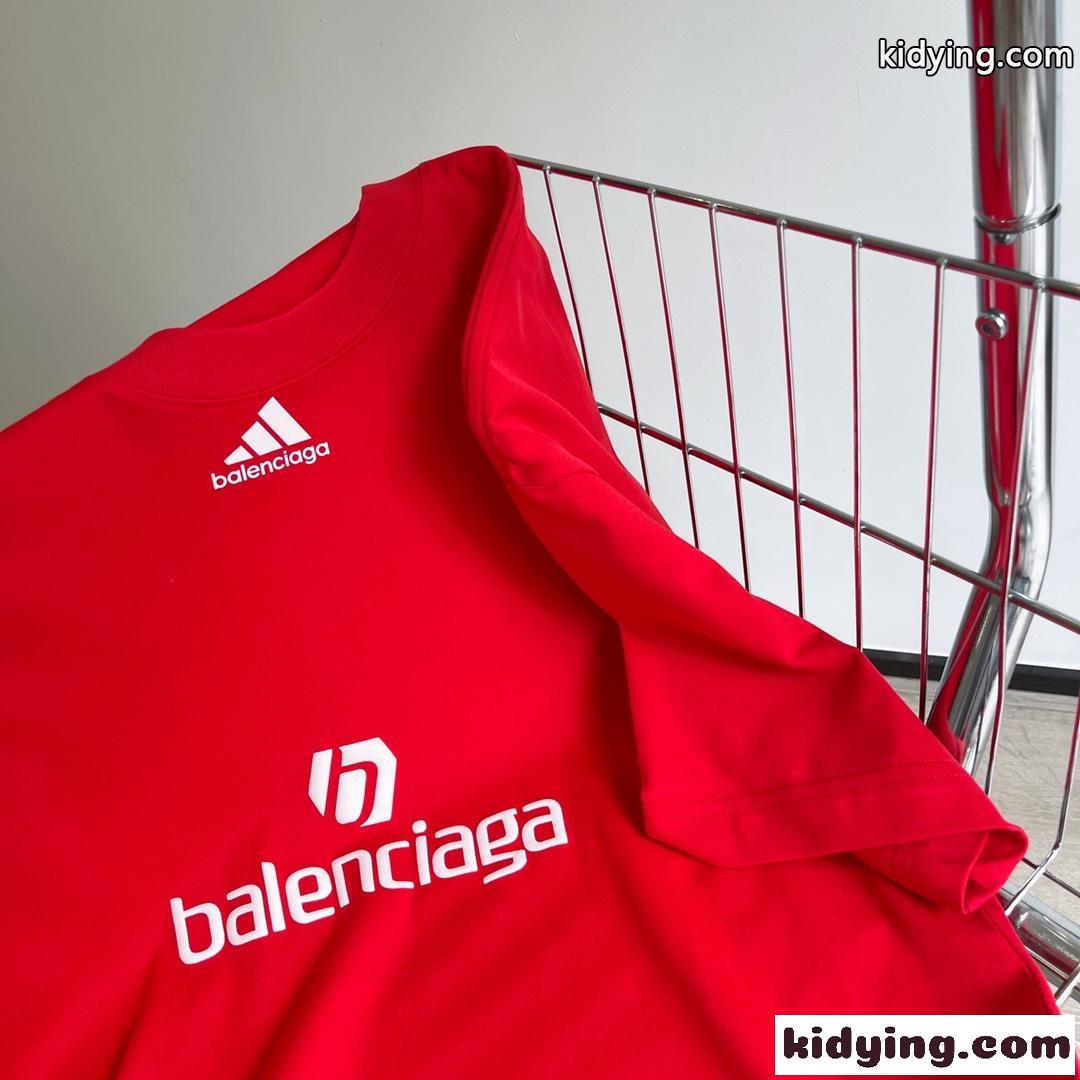 adidas x BALENCIAGA ユニセックス ゆったりロゴプリントTシャツ バレンシアガ 半袖tシャツ コピー 3色あり トップス-1