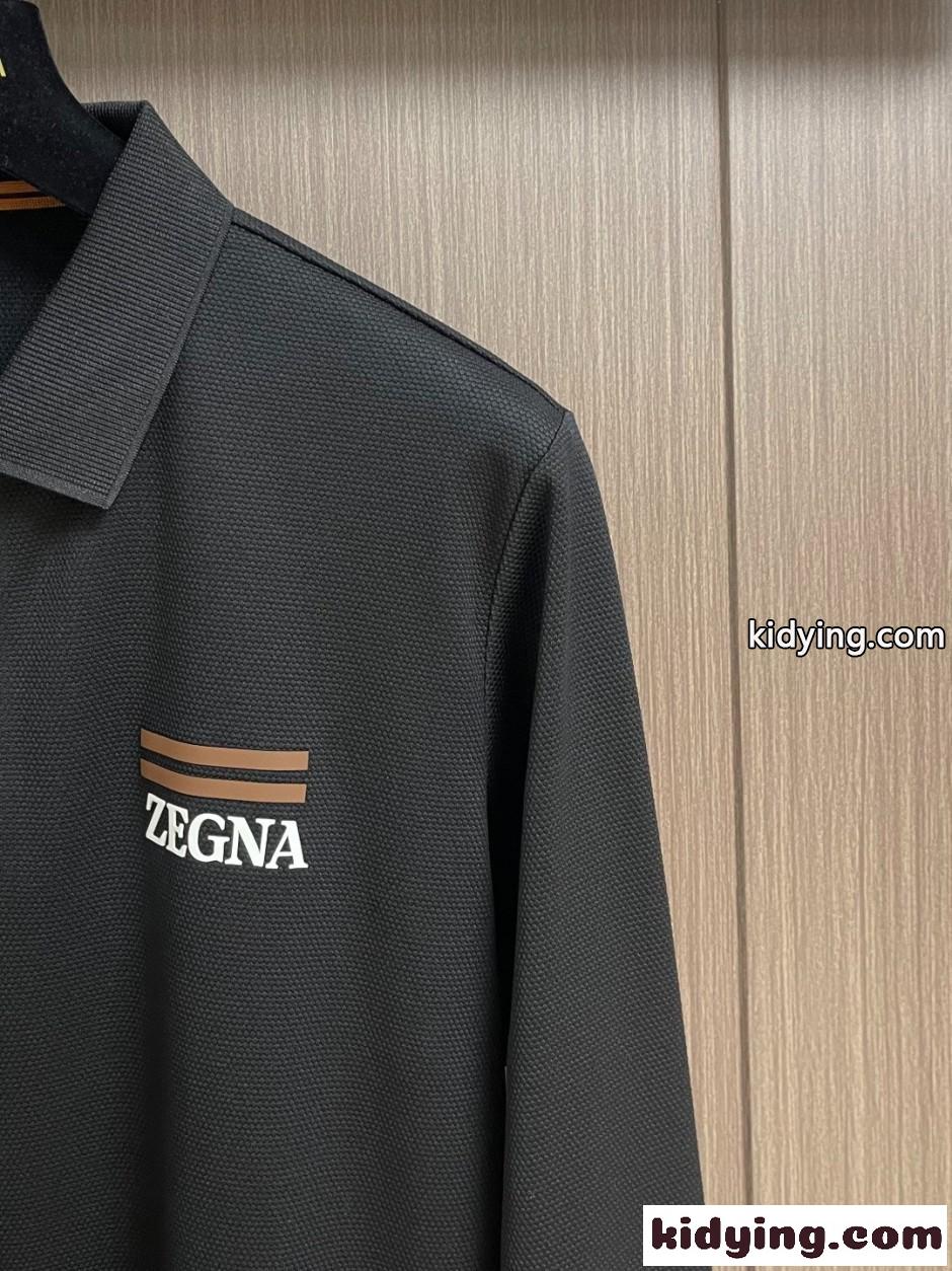 大人 洗練された ハーフジップ 長袖ポロシャツ エルメネジルド・ゼニア Tシャツ 偽物 ブラック-2