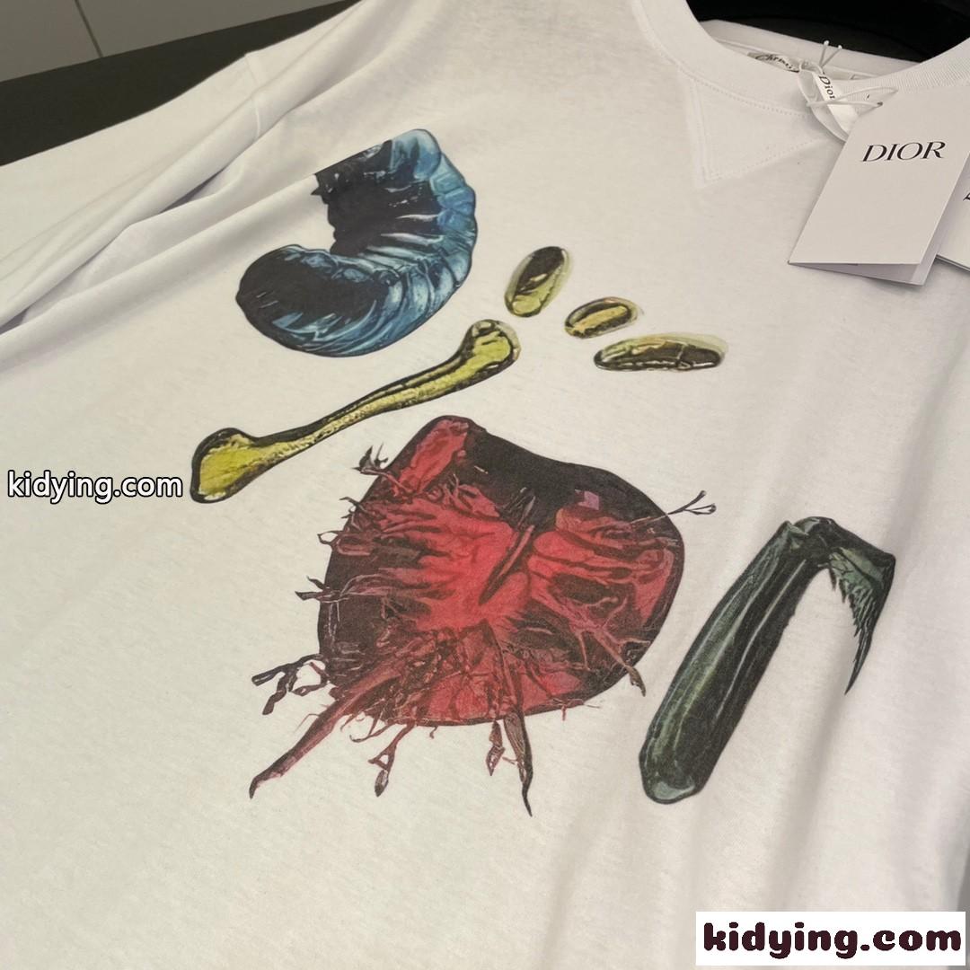 流行り ビッグシルエット 体型カバー プリント クリスチャン・ディオール Tシャツ コピー 半袖 トップス-1