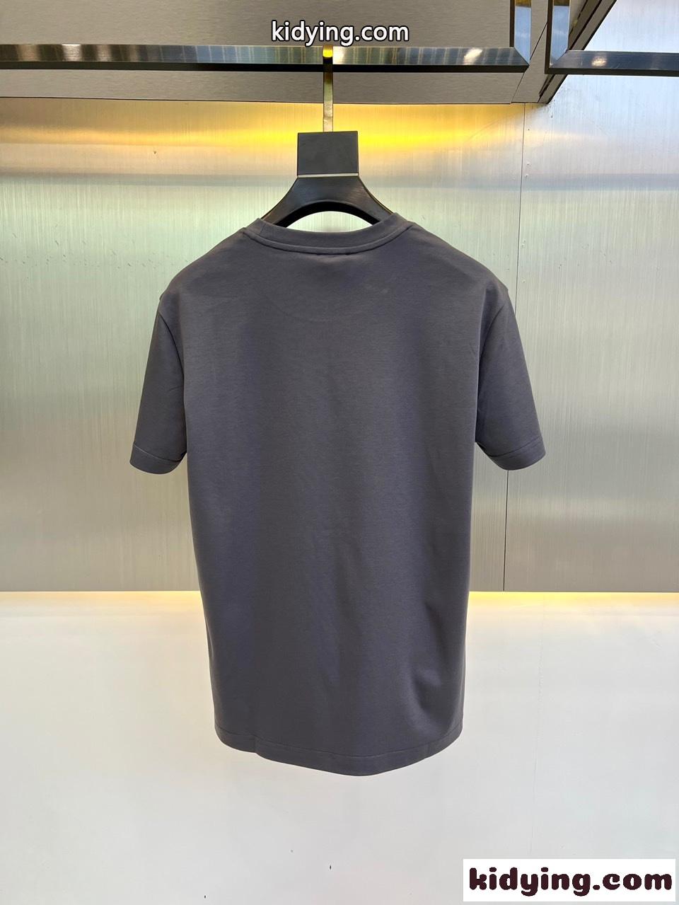 大人気 ロゴ コットン クルーネック 半袖Tシャツ バーバリー Tシャツ コピー グレー-4