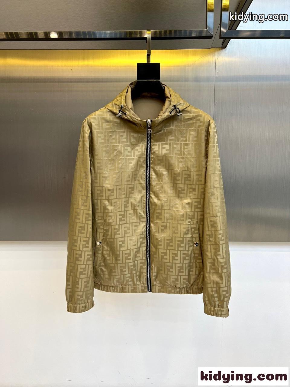洗練された リバーシブル フーデッドジャケット フェンディ ジャケット コピー ベージュ-0