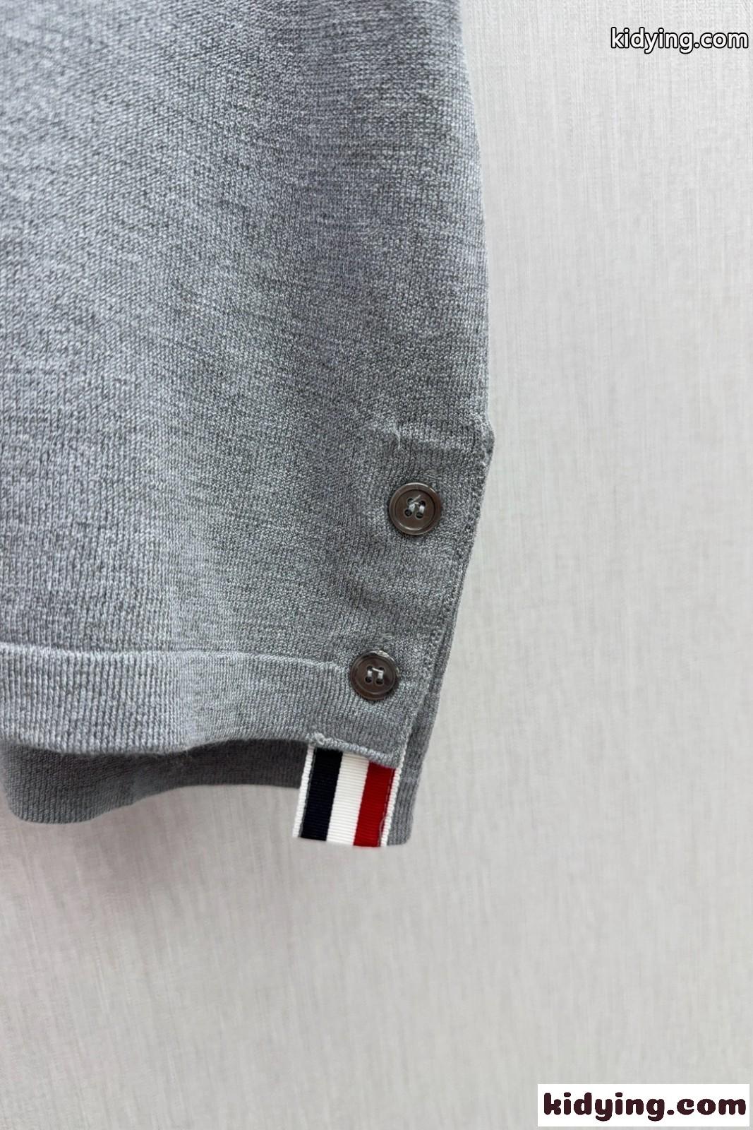 洗練された ニット ポロシャツ トムブラウン Tシャツ 偽物 半袖トップス-4