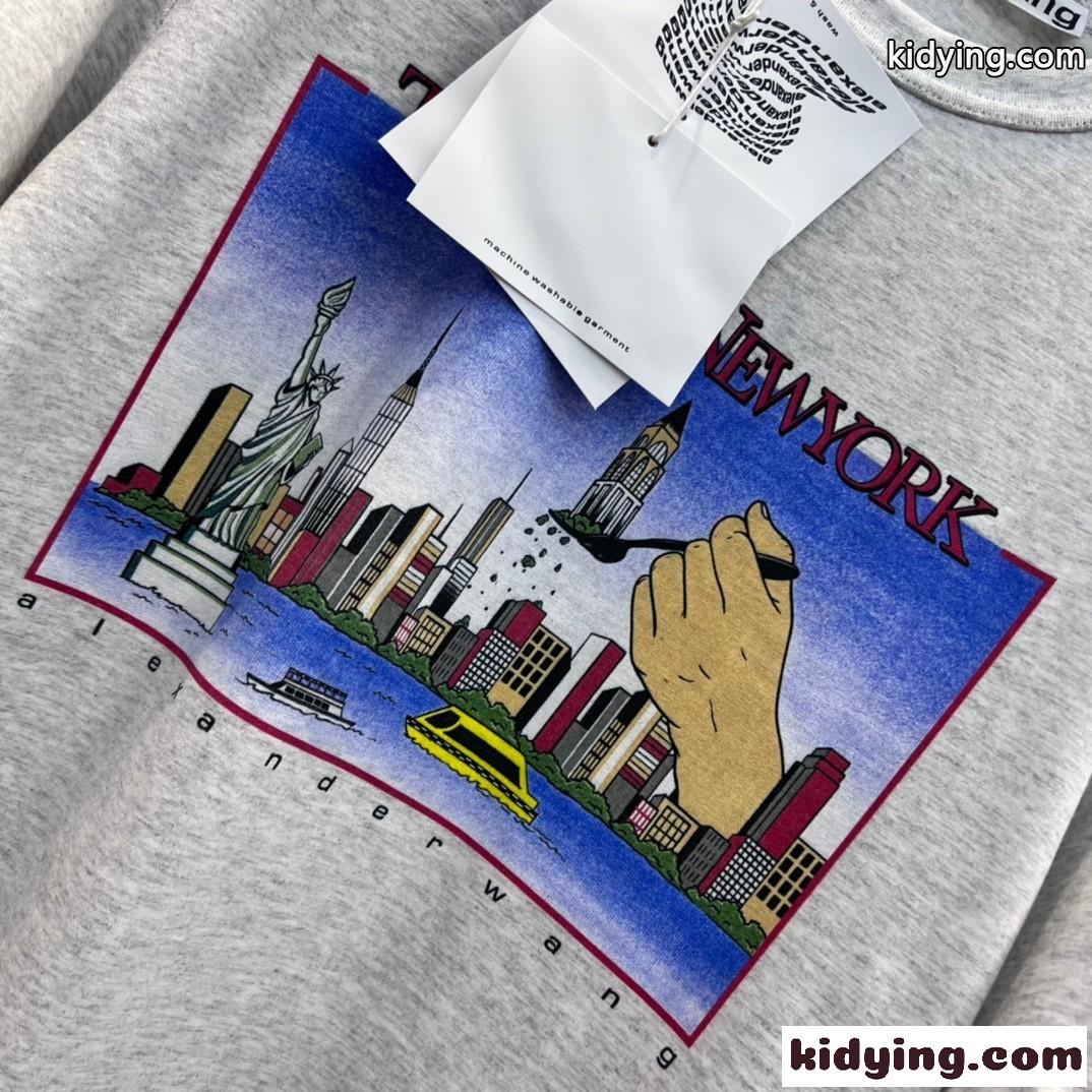 オーバーサイズ プリント コットン 半袖Tシャツ アレキサンダーワング Tシャツ コピー-2