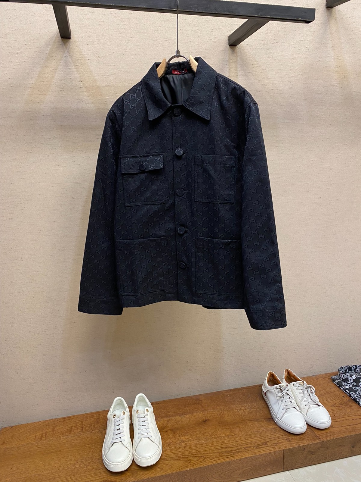 GGジャガード デニム シャツジャケット グッチ ジャケット コピー ブラック-0