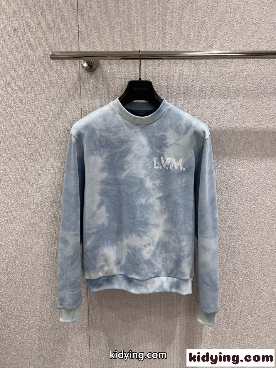 タイダイ スウェットシャツ ルイ・ヴィトン Tシャツ コピー クルーネック-1
