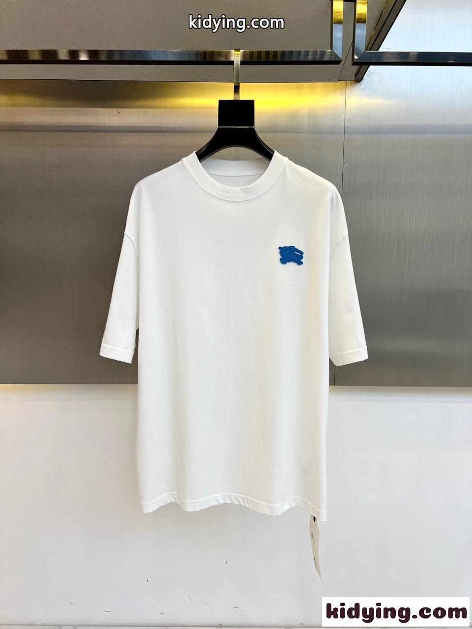 シンプル リラックス コットン 半袖Tシャツ バーバリー Tシャツ 偽物 ホワイト-0