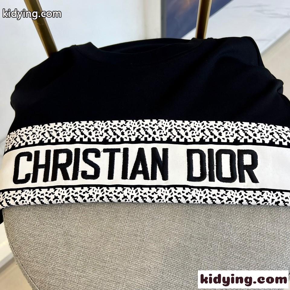 ベーシック カジュアル ロゴ入り 長袖Tシャツ クリスチャン・ディオール Tシャツ コピー ブラック-2