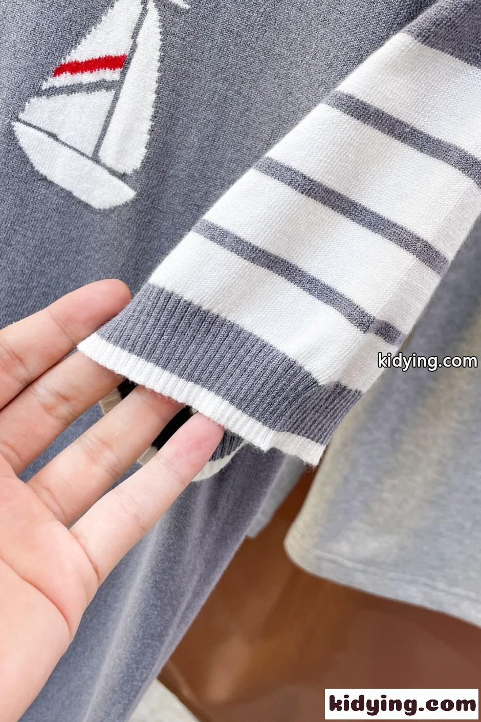 爽やか ヨットモチーフ 半袖 サマーニット トムブラウン Tシャツ 偽物 グレー-4
