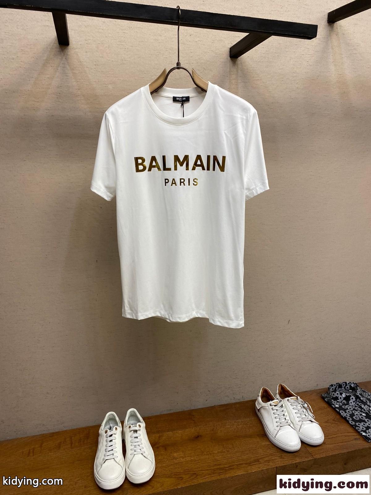 シンプル バルマン Tシャツ コピー ロゴ入り クルーネック 半袖Tシャツ ホワイト-2