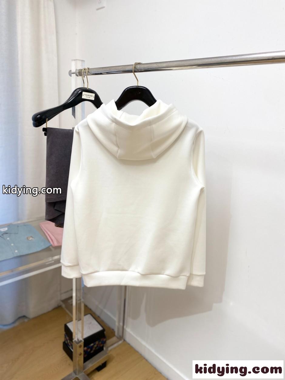 カジュアル ロゴ刺繍 コットン フーディー ロエベ パーカー 偽物 ホワイト-4