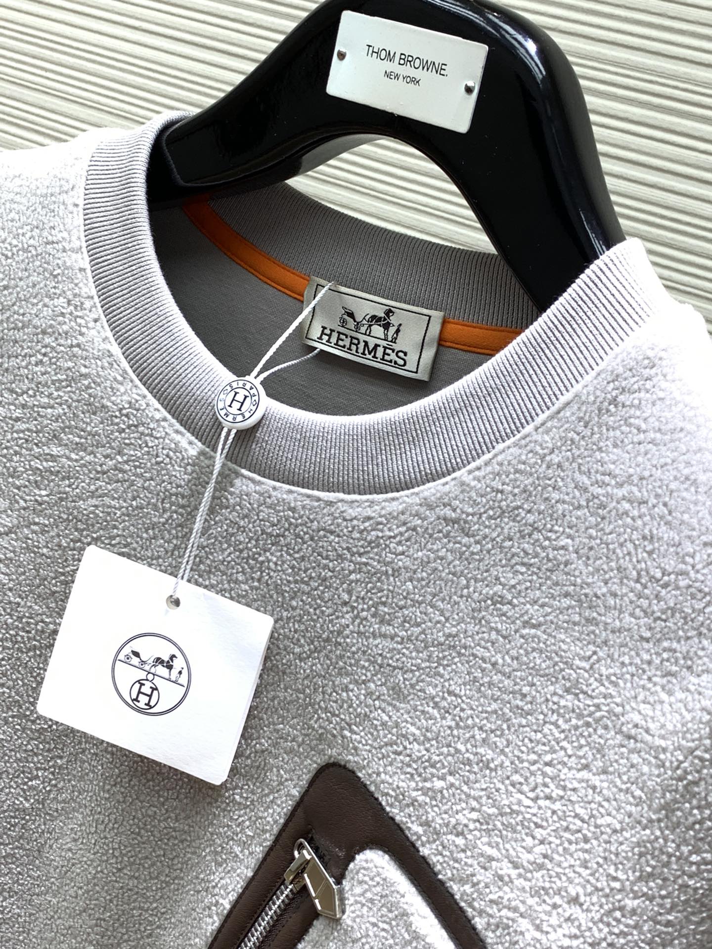 秋冬 カジュアル コットン スウェットシャツ エルメス Tシャツ コピー グレー-2