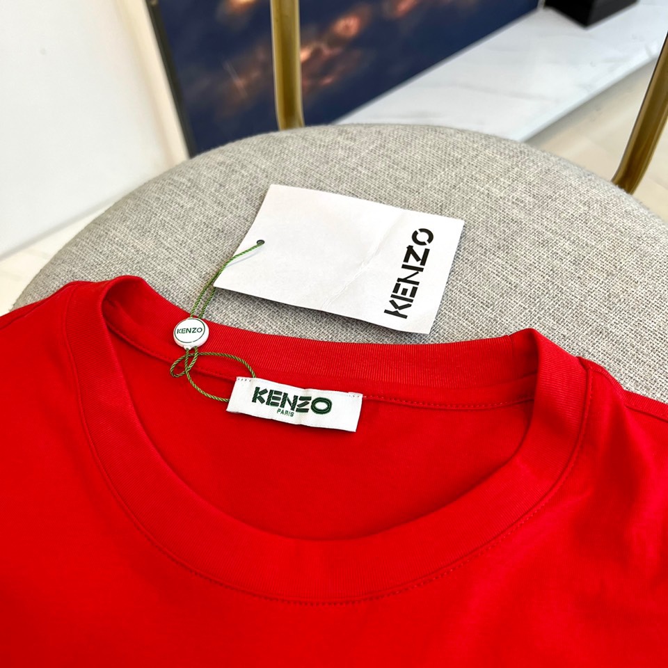 ベーシック おしゃれ ロゴプリント ケンゾー Tシャツ コピー クルーネック レッド-2