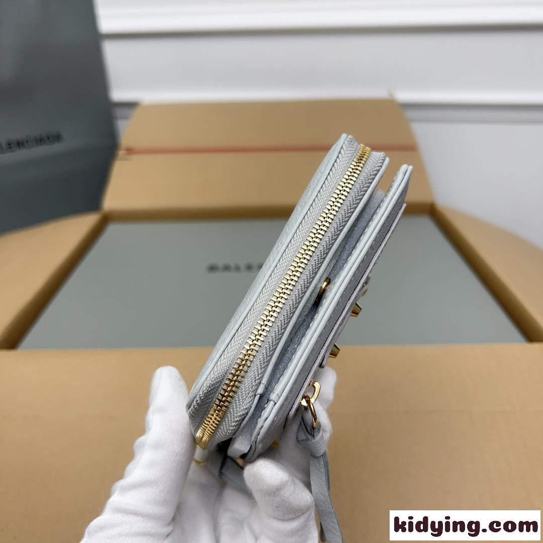 上品 高級感 コンパクトウォレット バレンシアガ 財布 コピー 二つ折り財布 グレー-3