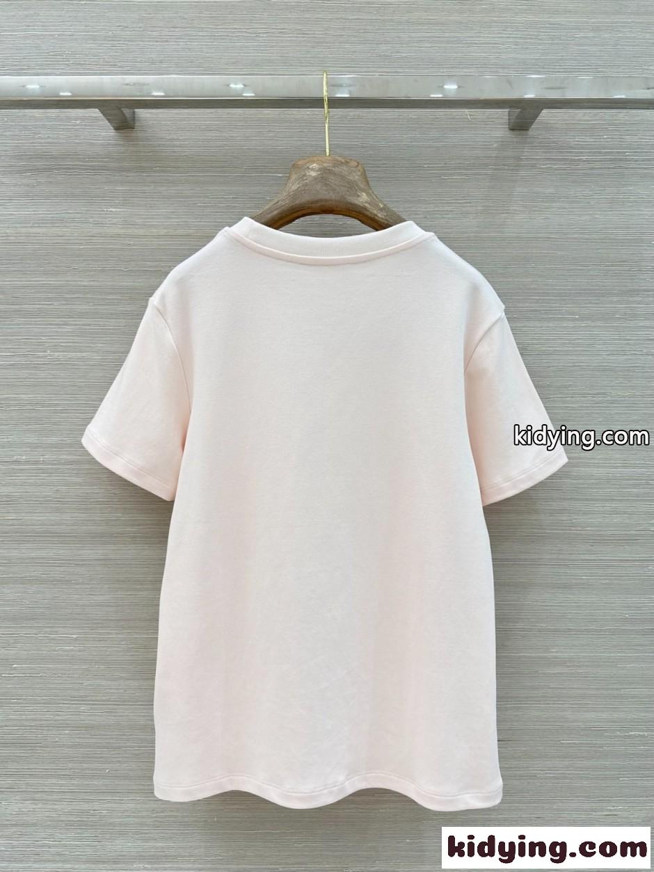 Dior Médaillon エンブロイダリー 半袖Tシャツ クリスチャン・ディオール Tシャツ コピー ピンク-5