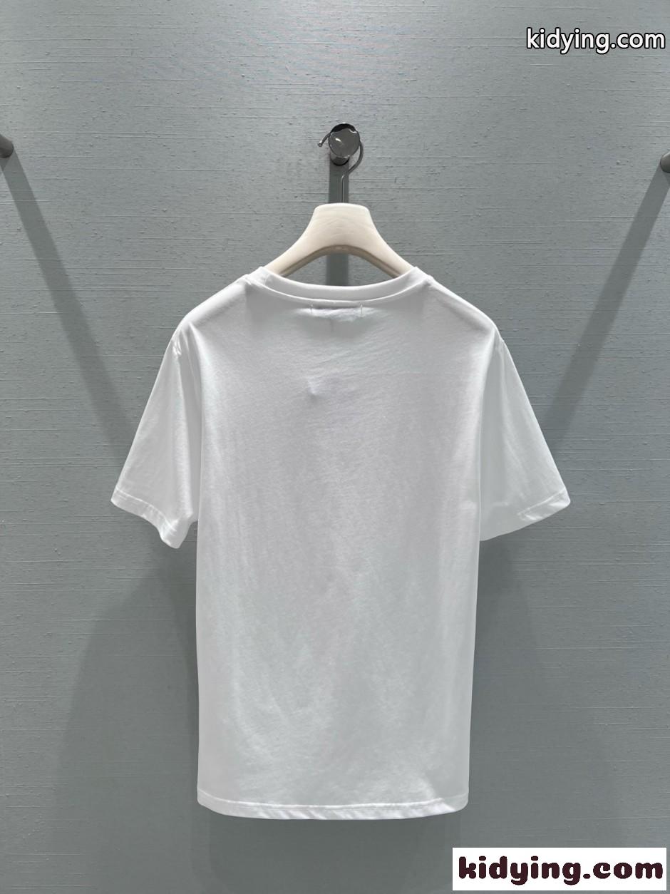 刺繍入り コットン 半袖Tシャツ クリスチャン・ディオール Tシャツ コピー ホワイト-0