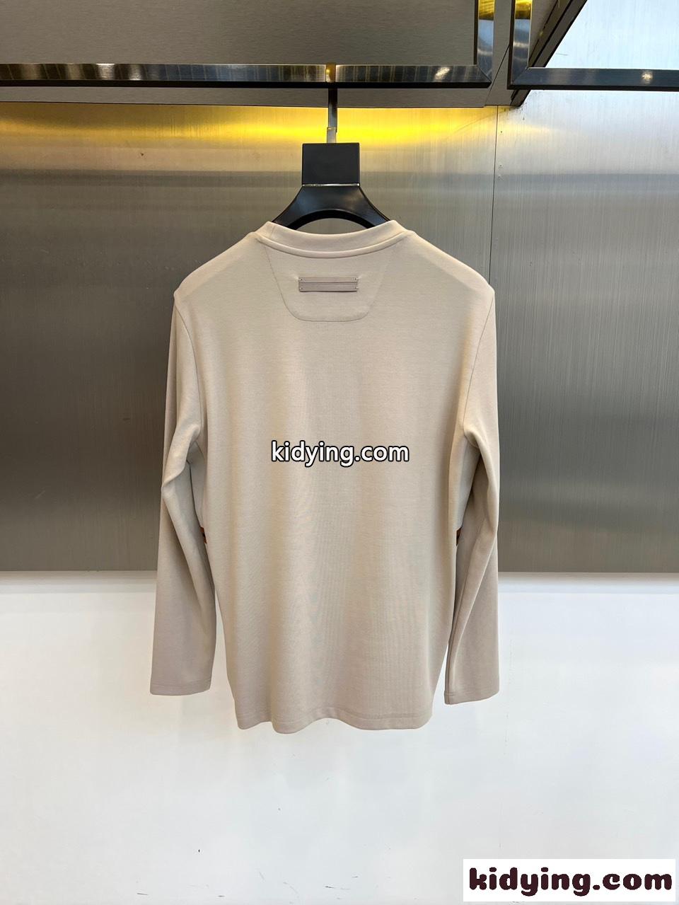 エルメネジルド・ゼニア Tシャツ 偽物 シンプル 洗練された コットン 長袖Tシャツ-3