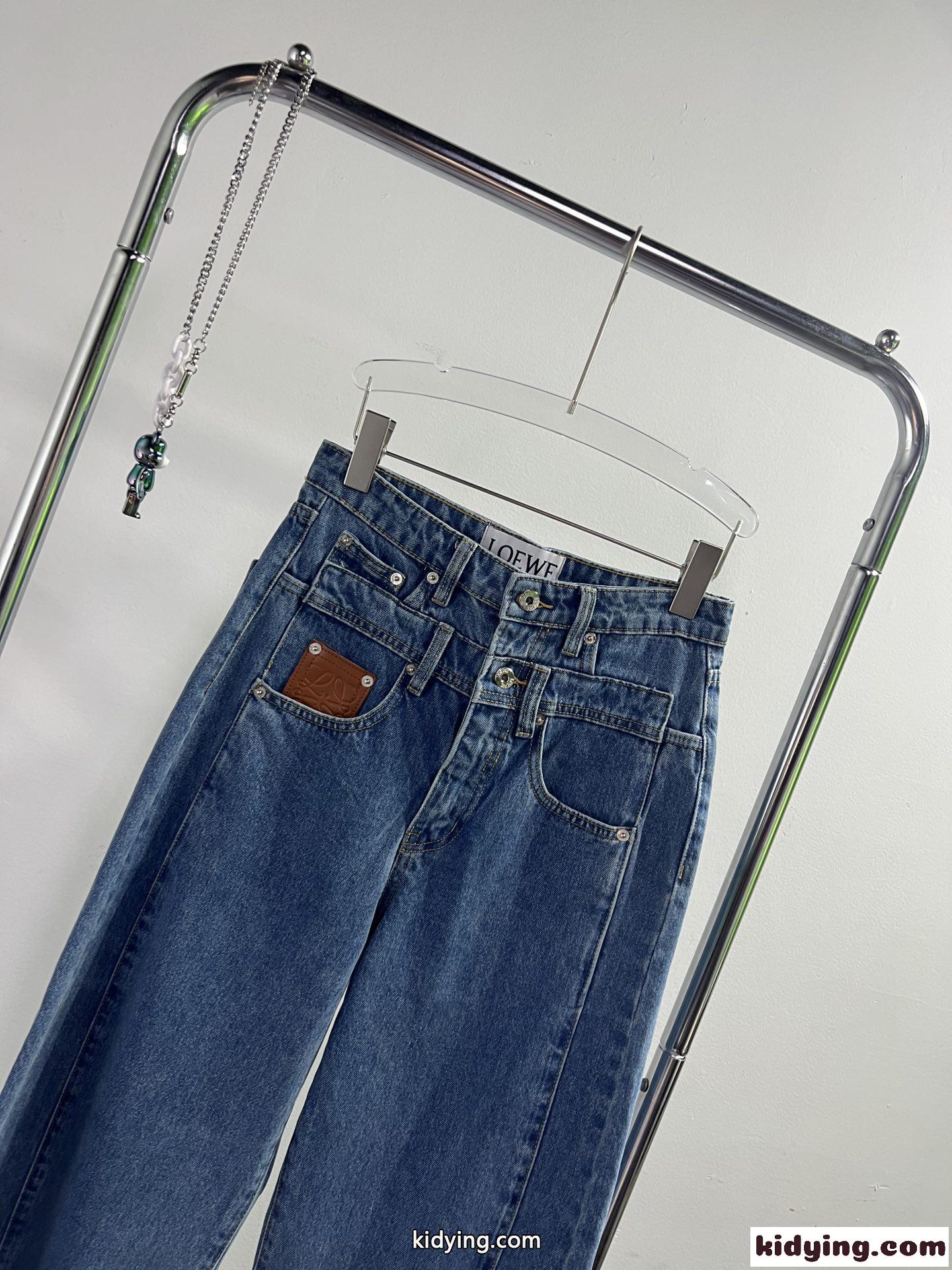 お洒落 ハイウエスト ゆったり 細見え ロエベ ジーンズ コピー レディース デニムパンツ-2