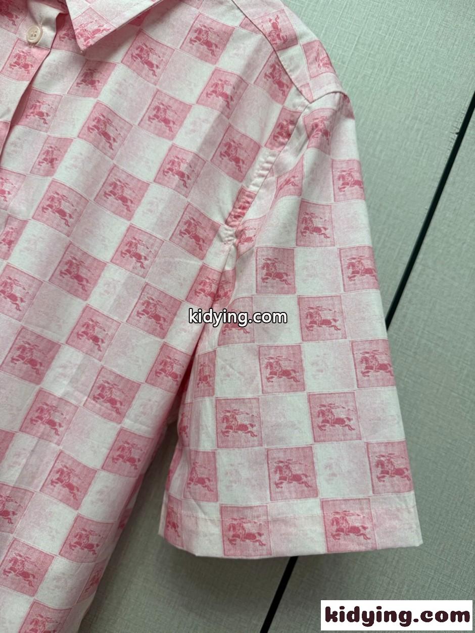 クロップド ナイトチェッカーボード​ コットンシャツ バーバリー シャツ 偽物-0