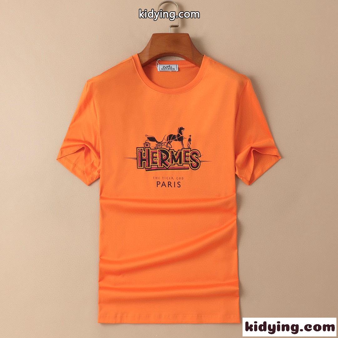 合わせやすい 3色あり カジュアル プリント エルメス 半袖tシャツ コピー サイズ豊富 定番 トップス-1