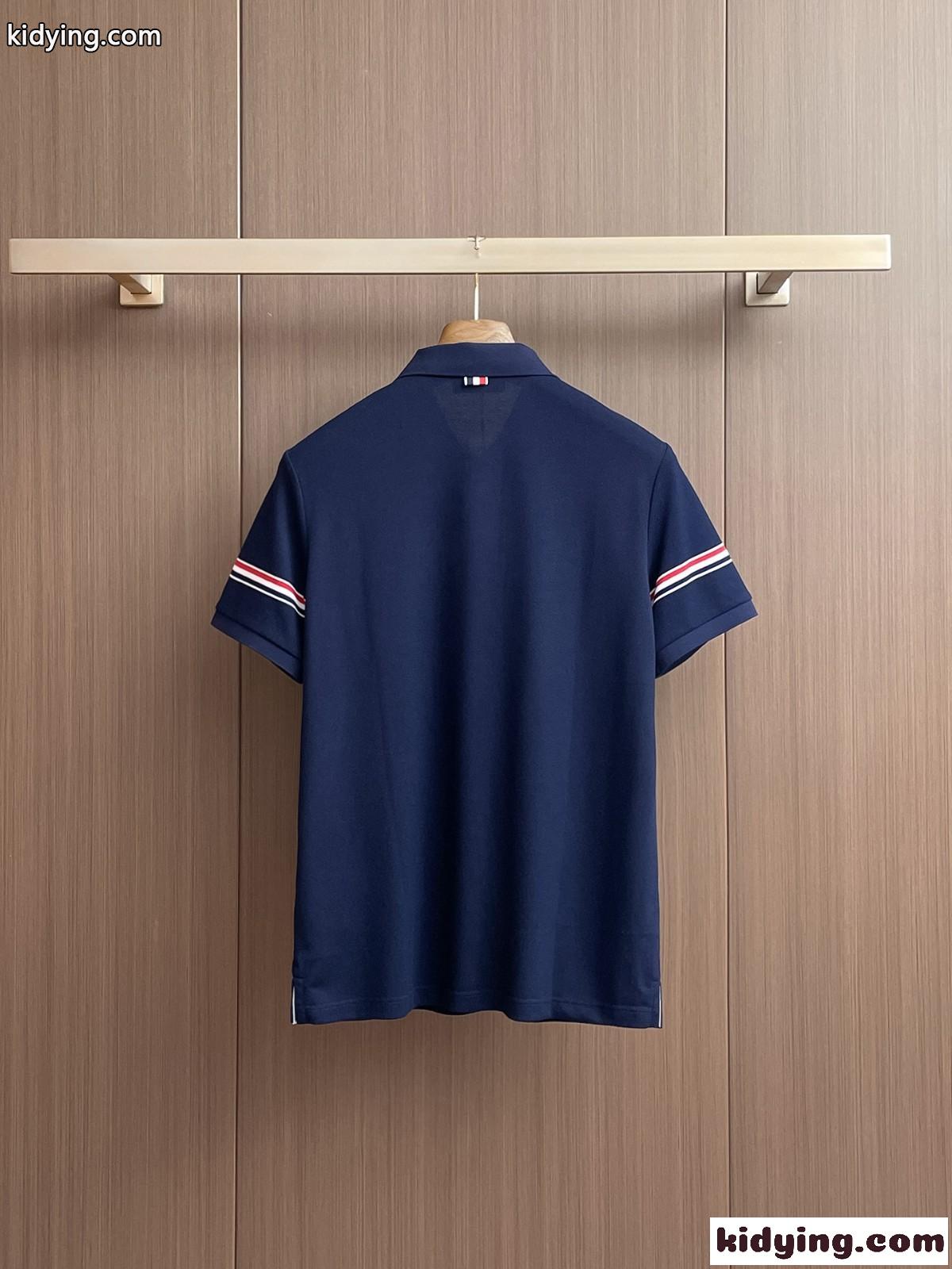 トムブラウン Tシャツ コピー カジュアル コットン 半袖ポロシャツ ネイビー-3