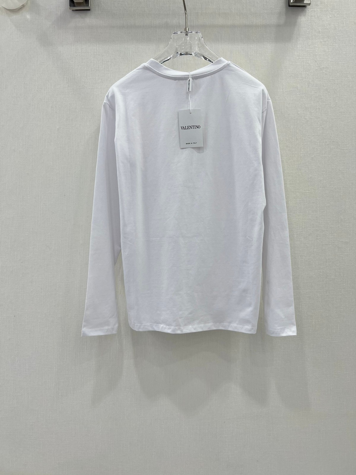 シンプル スパンコールロゴ クルーネック ヴァレンティノ Tシャツ コピー ホワイト-1