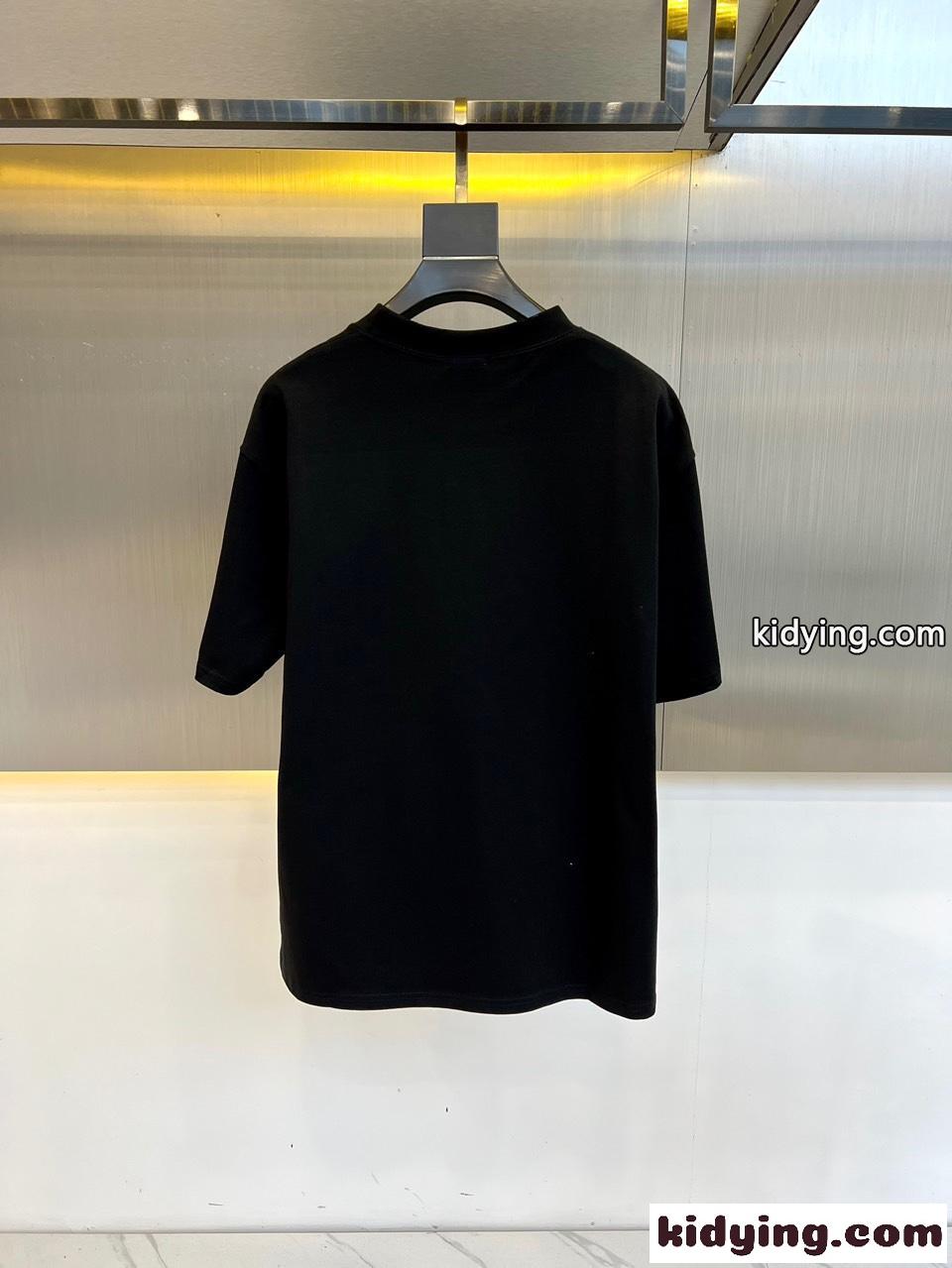 バーバリー Tシャツ コピー カジュアル リラックス プリント 半袖Tシャツ ブラック-3