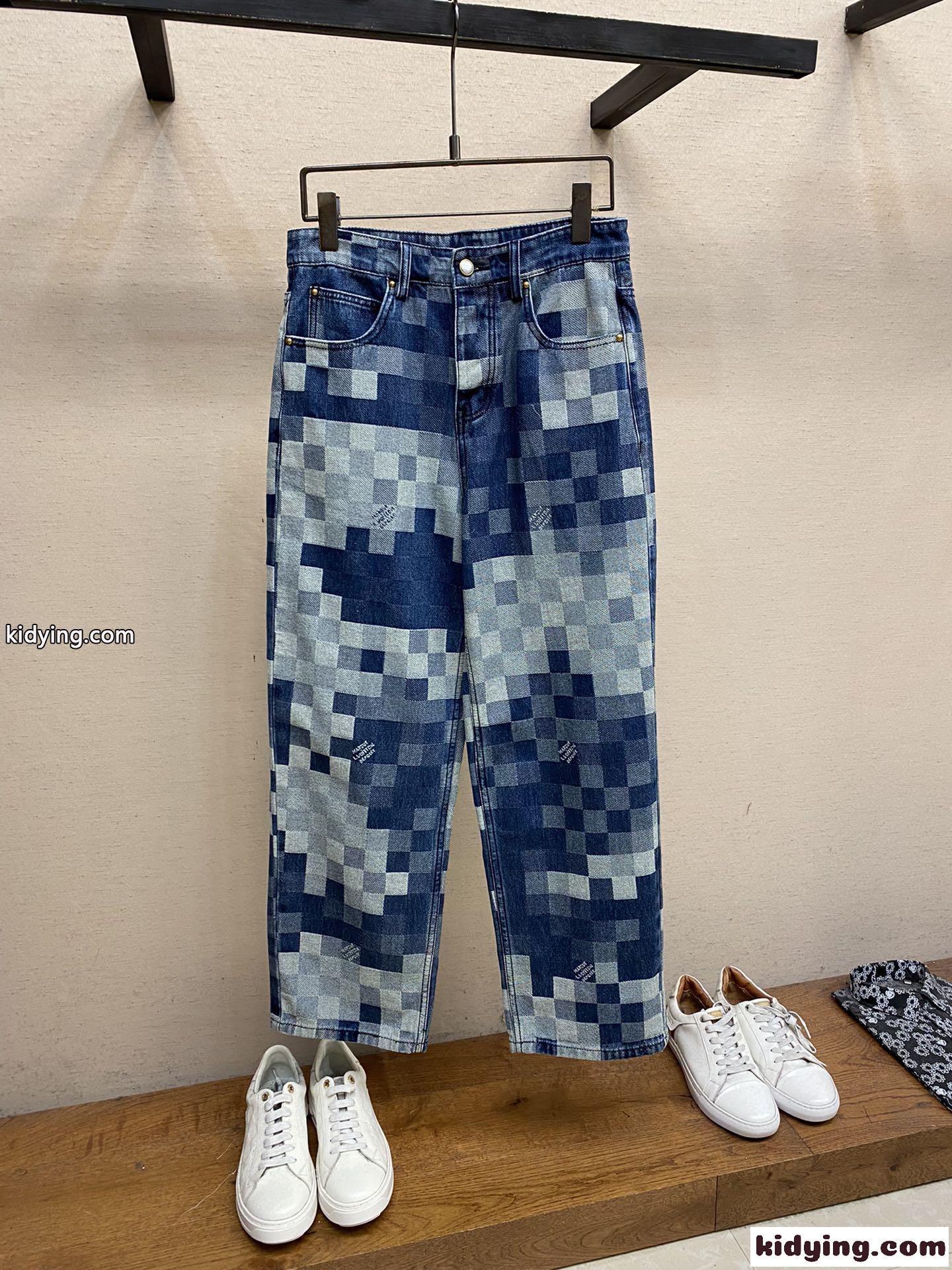 ダミエデニムスケートパンツ ルイ・ヴィトン ジーンズ コピー デニムパンツ-1
